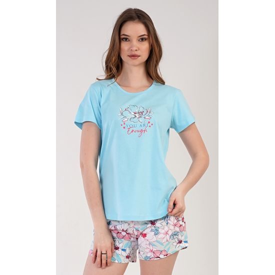 Dámské pyžamo šortky Ellie - světle tyrkysová
