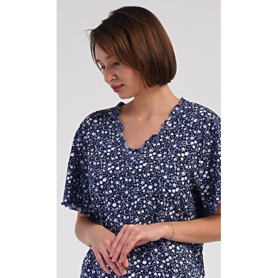 Dámská noční košile s krátkým rukávem Miriam - tmavě modrá