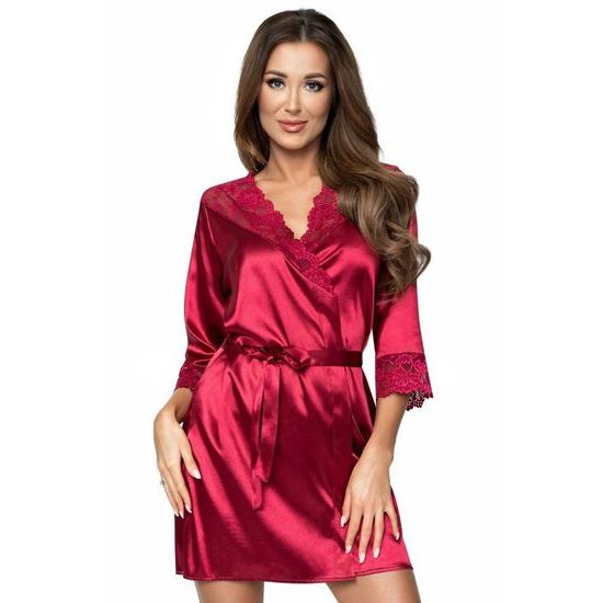 Luxusní saténový župan Colette vínový