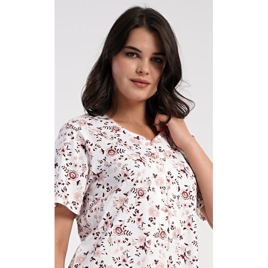 Dámská noční košile s krátkým rukávem Růže - světle lososová