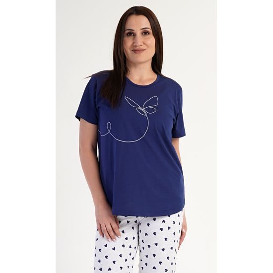 Dámské pyžamo kapri Butterfly - tmavě modrá