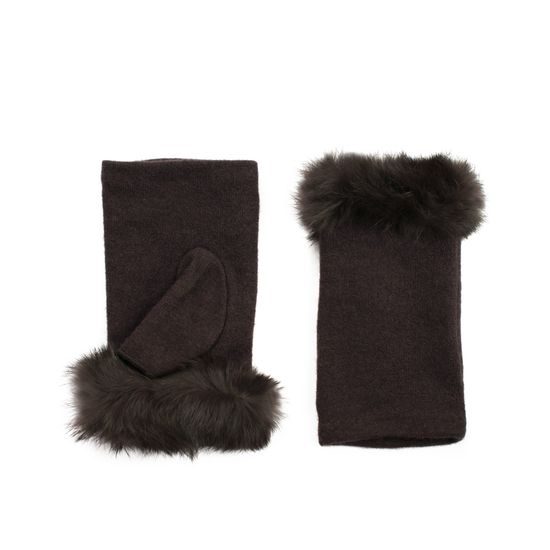 Rukavice s kožešinkou tmavě fialové