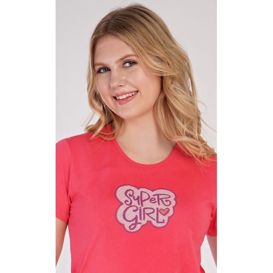 Dámské pyžamo šortky Super girl - korálová