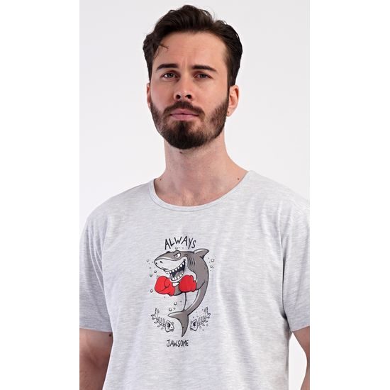 Pánské pyžamo šortky Žralok - světle šedá