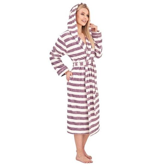 Dámský župan Vinta šedo-bílé pruhy