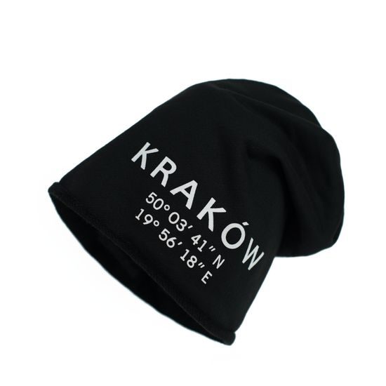 Přechodná tenká čepice s nápisem - černá