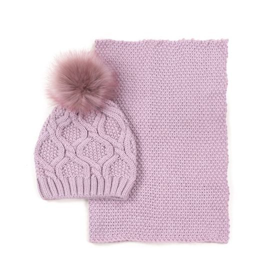 Sada čepice+šála béžovošedá