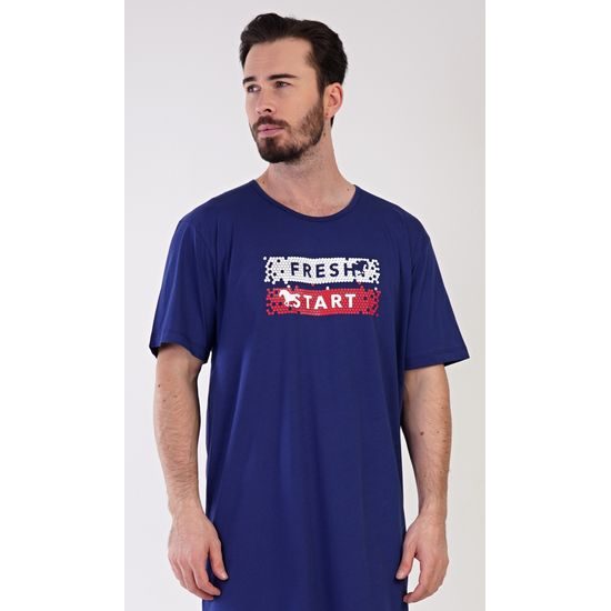 Pánská noční košile s krátkým rukávem Fresh start - tmavě modrá