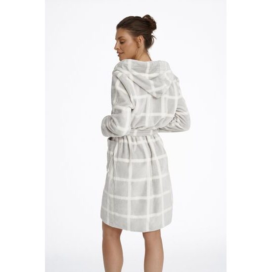 Dámský župan Magically šedý se vzorem kostky