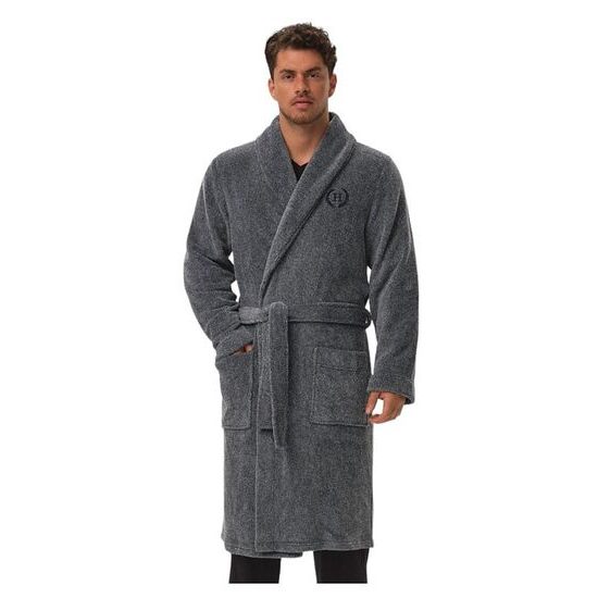 Hřejivý pánský župan Hug melírovaný modrý