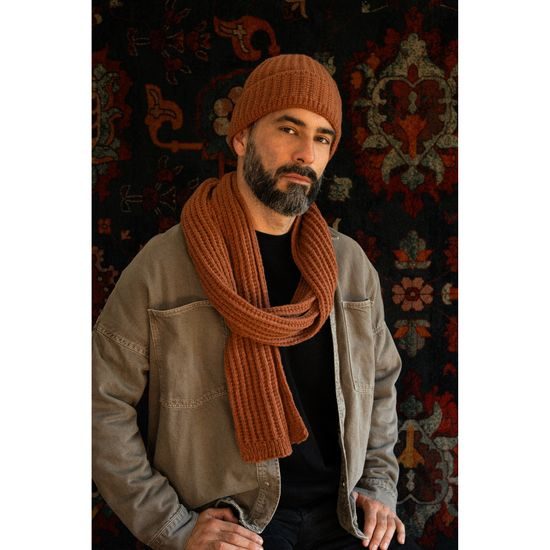 Čepice a šála - rezavá