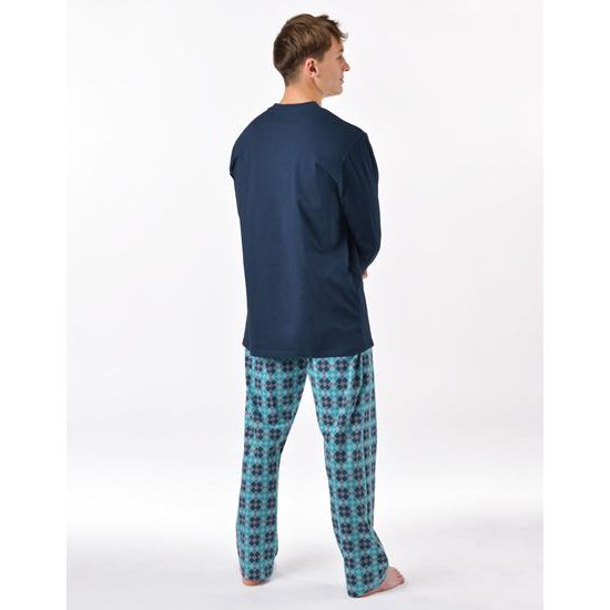 Pánské pyžamo dlouhé, šité, s potiskem 79205 - lékořice měsíc