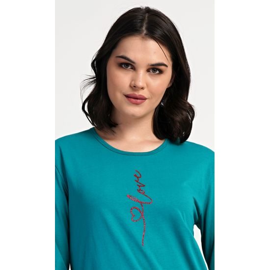 Dámské pyžamo dlouhé Love - petrolejová