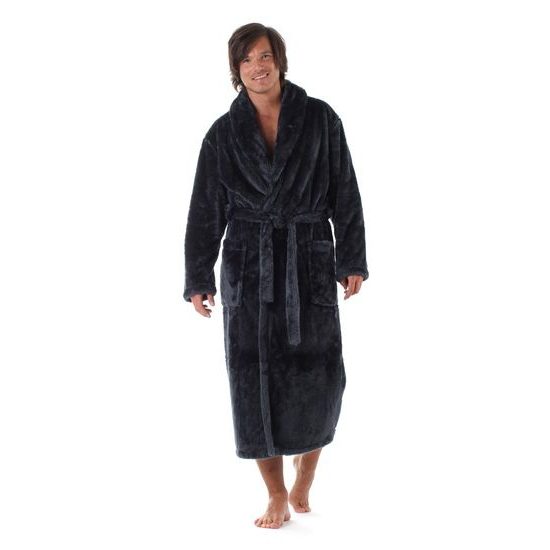 Pánský dlouhý hřejivý župan se šálovým límcem LILLY a JACK EXTRA antracitová