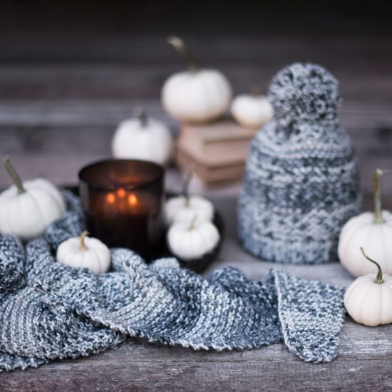 Set pletené čepice se šátkem černá melanž