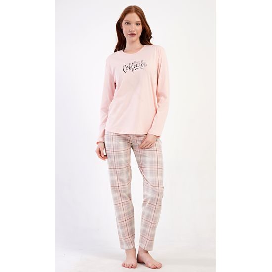Dámské pyžamo dlouhé Coffee - světle lososová