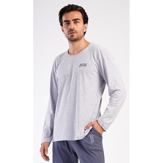 Pánské pyžamo dlouhé World around - šedá