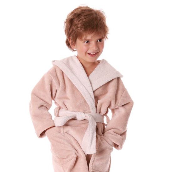 Dětský dlouhý župan s kapucí TAMPA duo oříšková