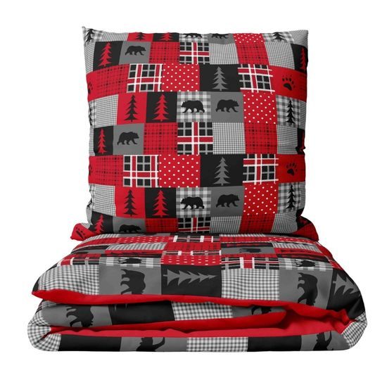 Povlečení mikroflanel 140*200 + 70*90, Tisk Tlapkové káro