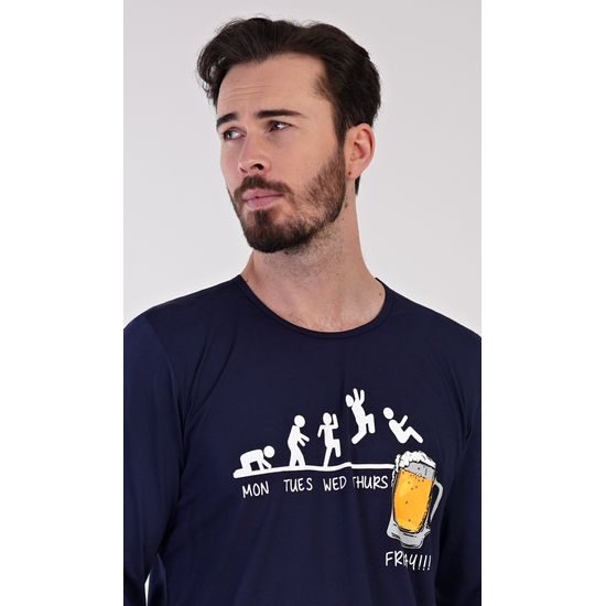 Pánské pyžamo dlouhé Filip - tmavě modrá