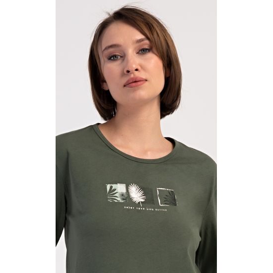 Dámské pyžamo dlouhé Barbora - khaki