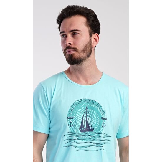 Pánské pyžamo šortky Jachting - mentolová