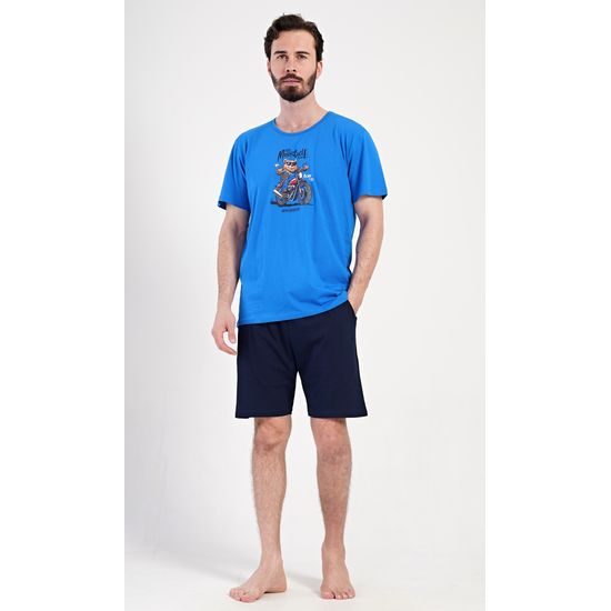 Pánské pyžamo šortky Motorkář - modrá
