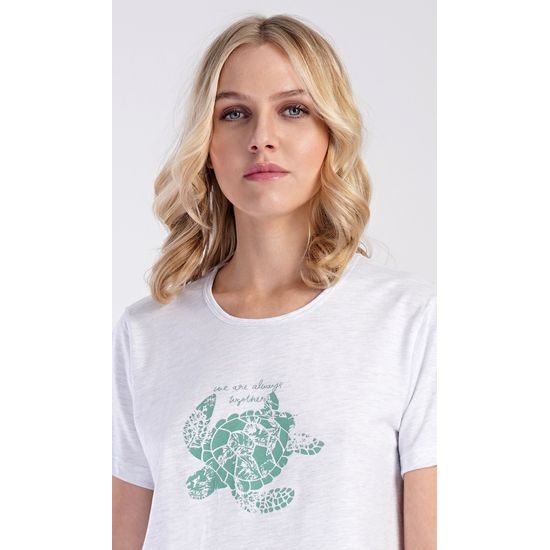 Dámská noční košile s krátkým rukávem Želva - světle šedá