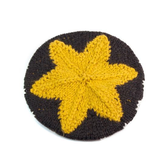 Baret se vzorem žlutá, hnědá