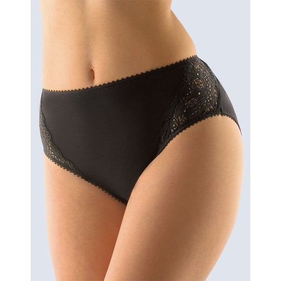 GINA dámské kalhotky klasické ve větších velikostech, větší velikosti, šité, s krajkou, jednobarevné 11055P - černá