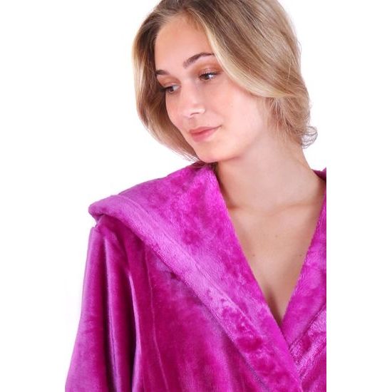 Dámský dlouhý hřejivý župan s kapucí SIENA fialová