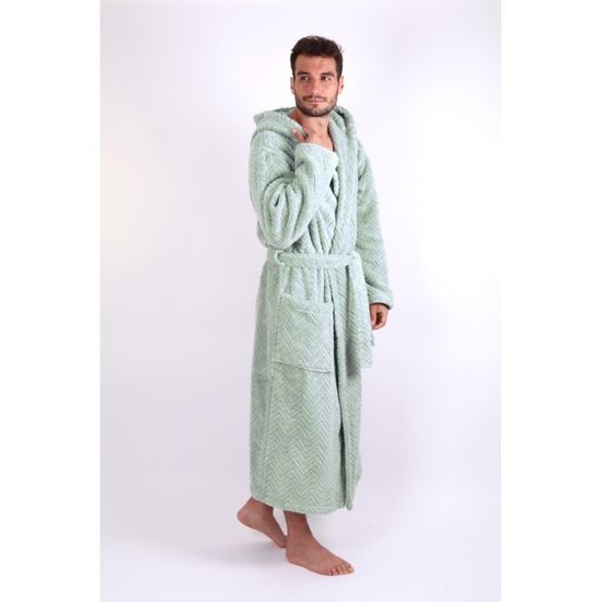 Unisex dlouhý župan s kapucí ATHENA světle zelená