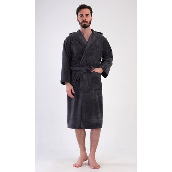 Pánský župan s kapucí Alex - tmavě šedá