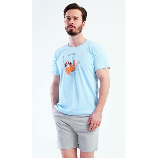 Pánské pyžamo šortky Pohodář - světle modrá