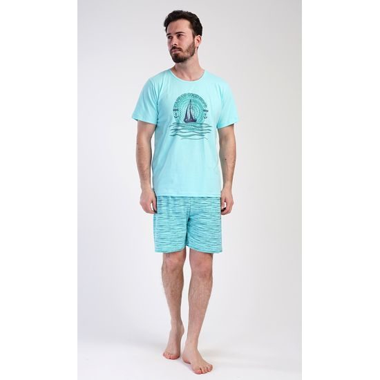 Pánské pyžamo šortky Jachting - mentolová