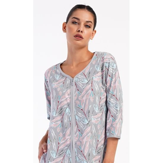 Dámské domácí šaty s tříčtvrtečním rukávem Kika - šedá