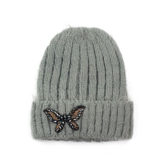 Elegantní šedá čepice s motýlkem