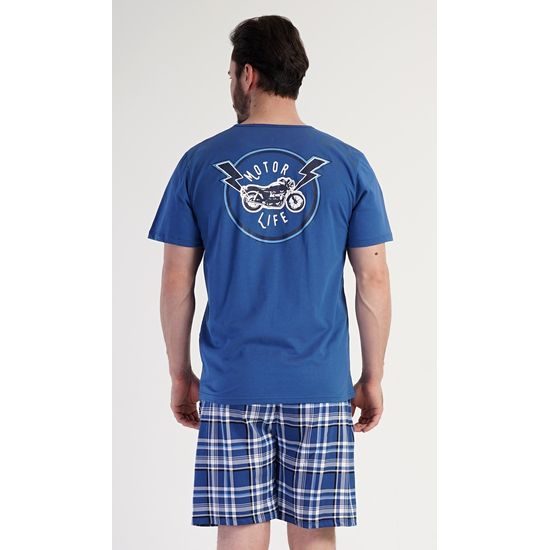 Pánské pyžamo šortky Motocycle - modrá
