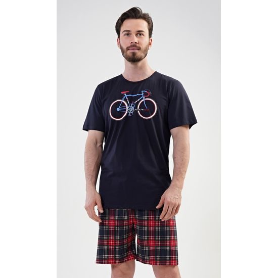 Pánské pyžamo šortky Old bike - tmavě modrá