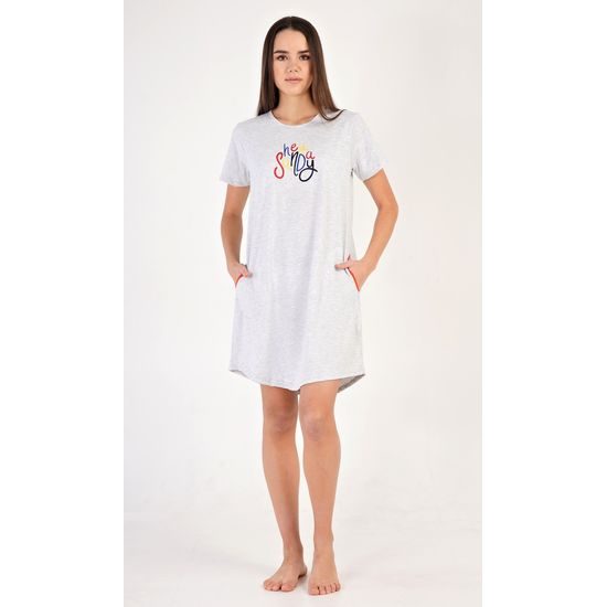 Dámské domácí šaty s krátkým rukávem Hey sunday - světle šedá