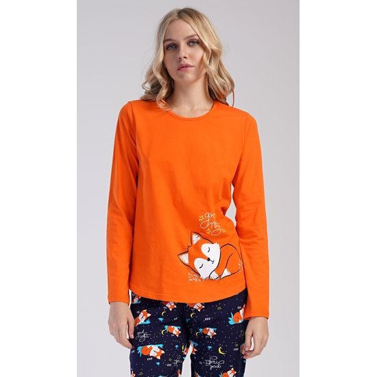 Dámské pyžamo dlouhé Liška - oranžová