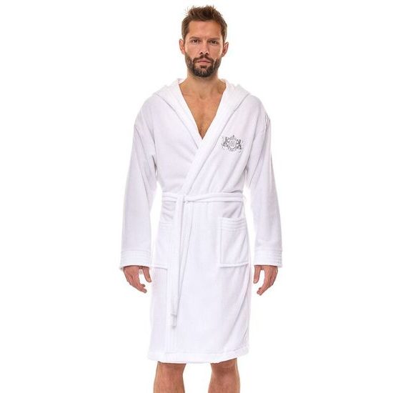 Froté pánský župan Lions bílý s kapucí