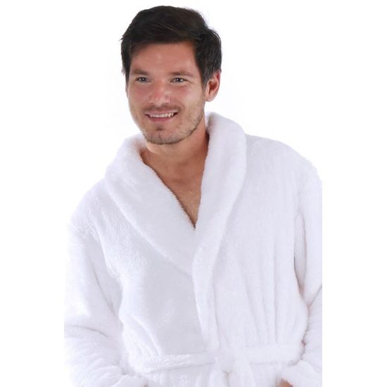 Pánský dlouhý hřejivý župan se šálovým límcem LILLY a JACK EXTRA bílá