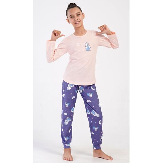 Dětské pyžamo dlouhé Méďa s polštářem - světle lososová