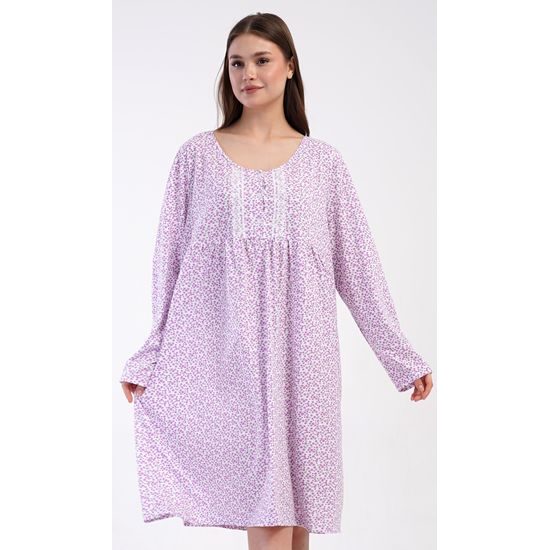 Dámská noční košile s dlouhým rukávem Julie - fialová