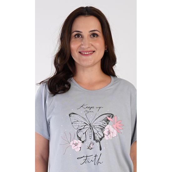 Dámská noční košile s krátkým rukávem Motýl - šedá
