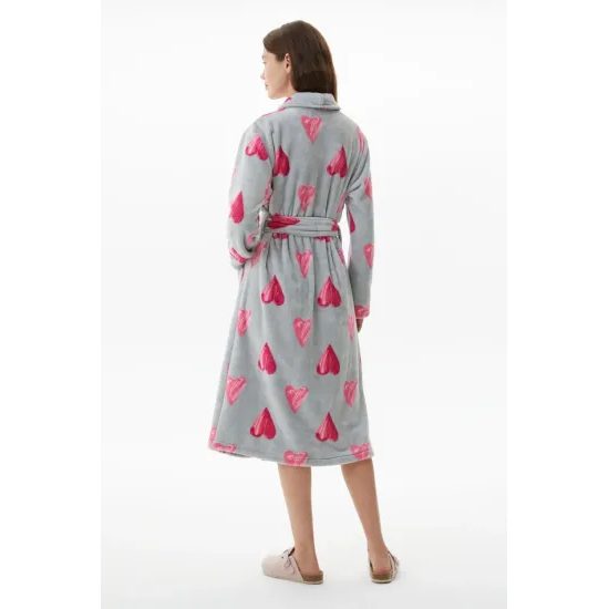 Dámský hřejivý župan Hearts šedý