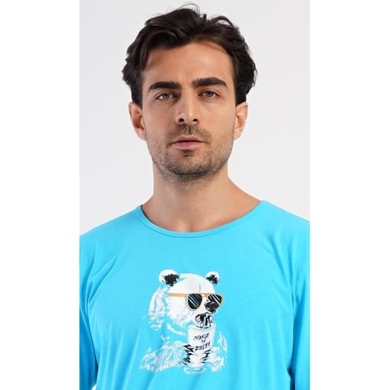 Pánské pyžamo dlouhé Ice party - tyrkysová