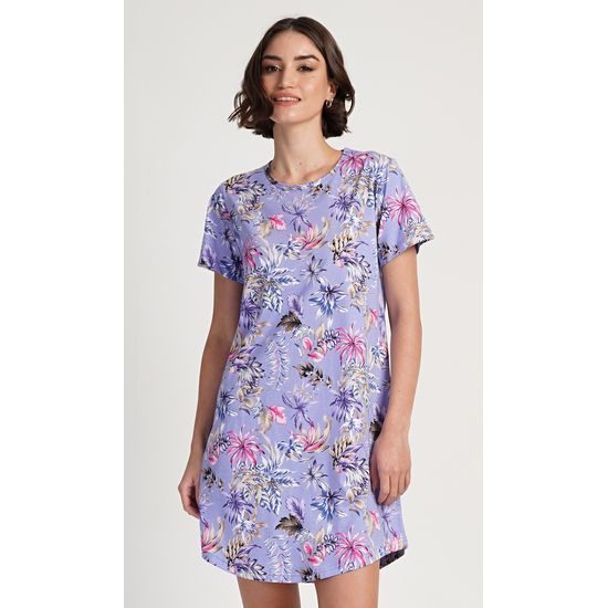 Dámská noční košile s krátkým rukávem Alžběta - modrošedá