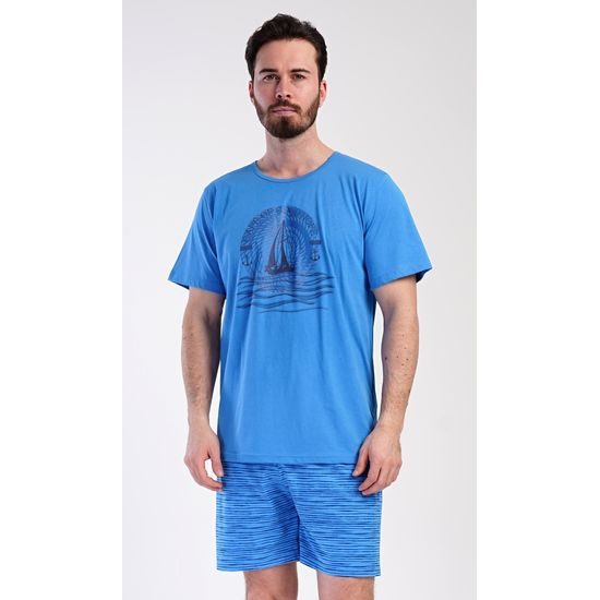 Pánské pyžamo šortky Jachting - modrá